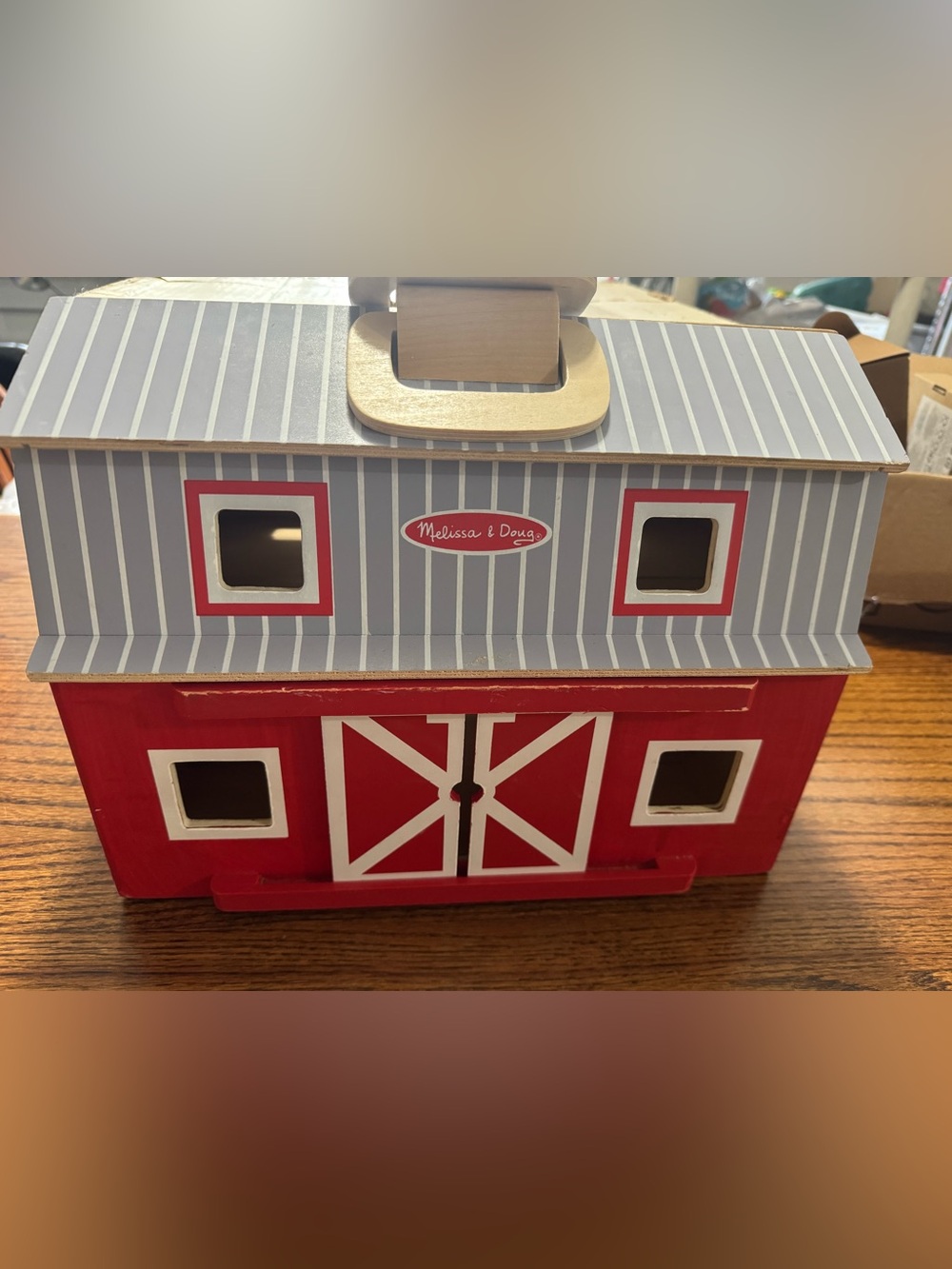 Melissa & Doug Red and Gray Wooden Barn Playset